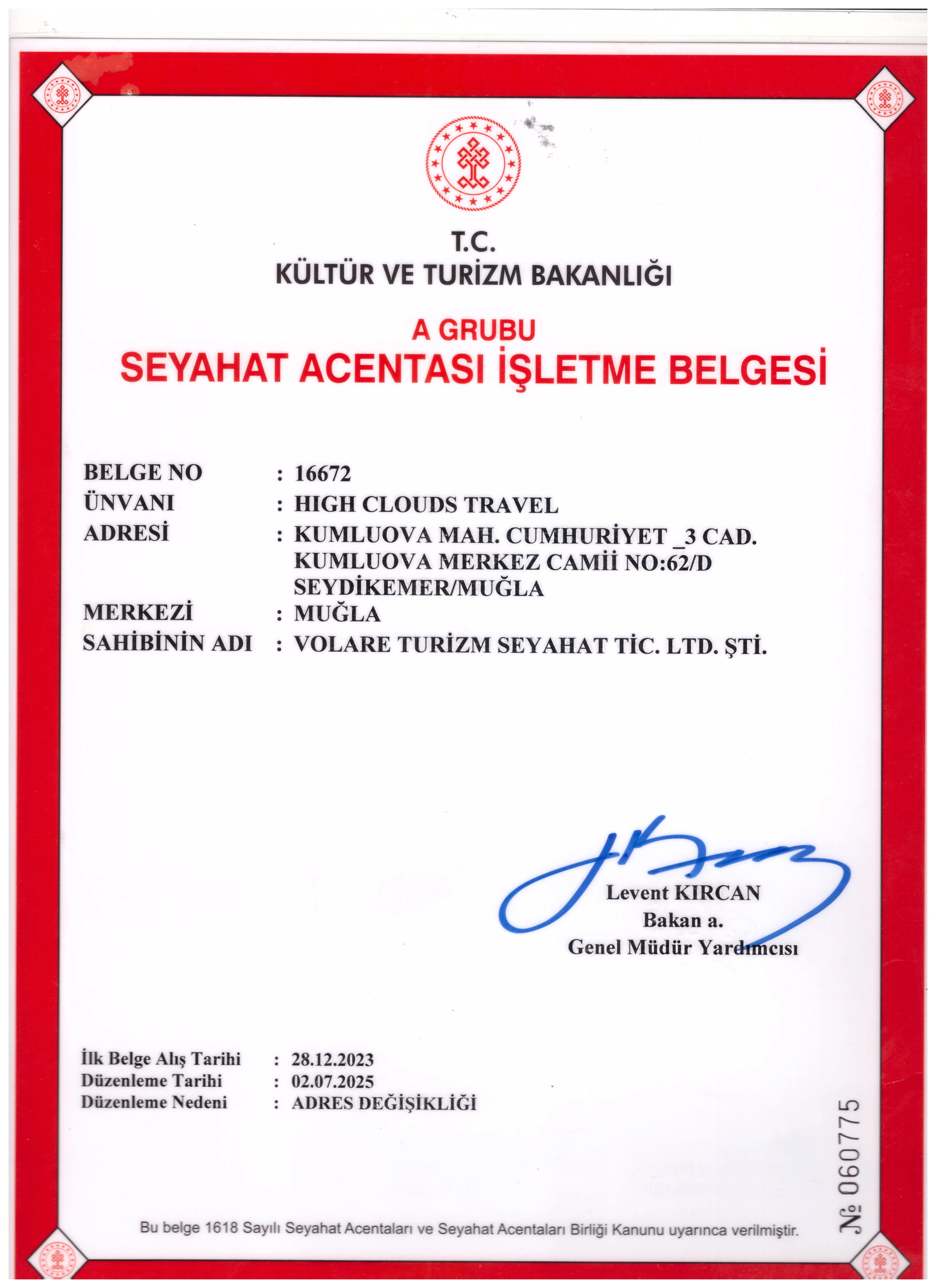 Türsab Belgesi